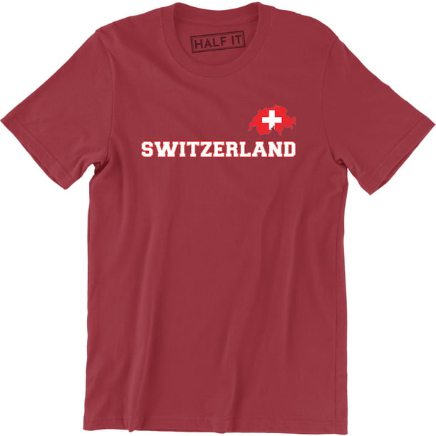 Men T-Shirt Casual Flag-map of Switzerland Long-Sleeved Tee Top for Men 